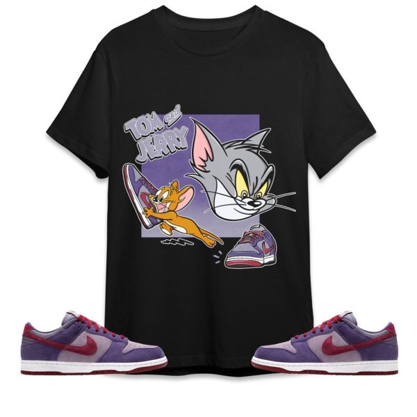 Cat And Mouse Sneakers Unisex Tees Dunk Low Plum streetwear cartoon 90s Tees, Outfit back to school,sneaker match Tees Jezsport.com