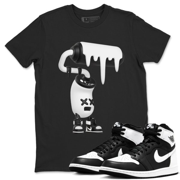 3D Paint Roller Unisex Crew Neck Sneaker Matching Tee Shirt To Match 1s Black White Jezsport.com