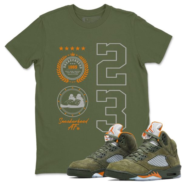 Sneaker Emblem Unisex Crew Neck Sneaker Matching Tee Shirt To Match 5s Olive Jezsport.com