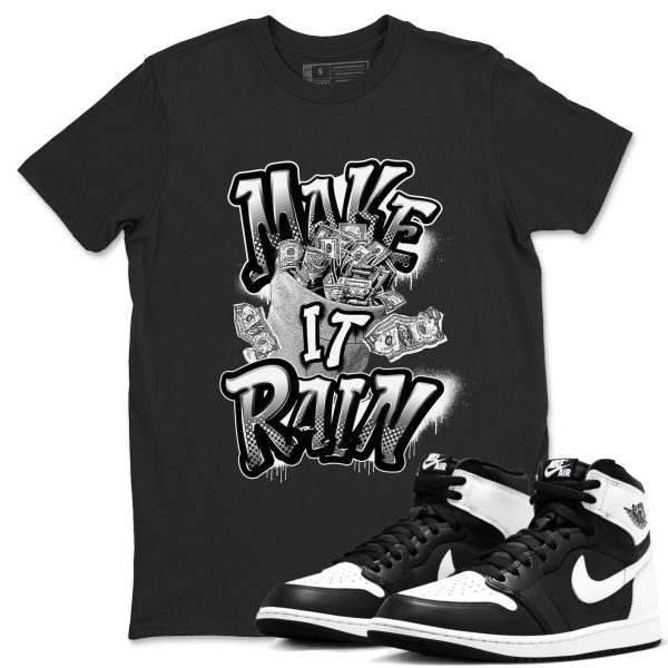 Make It Rain Money Unisex Crew Neck Sneaker Matching Tee Shirt To Match 1s Black White Jezsport.com