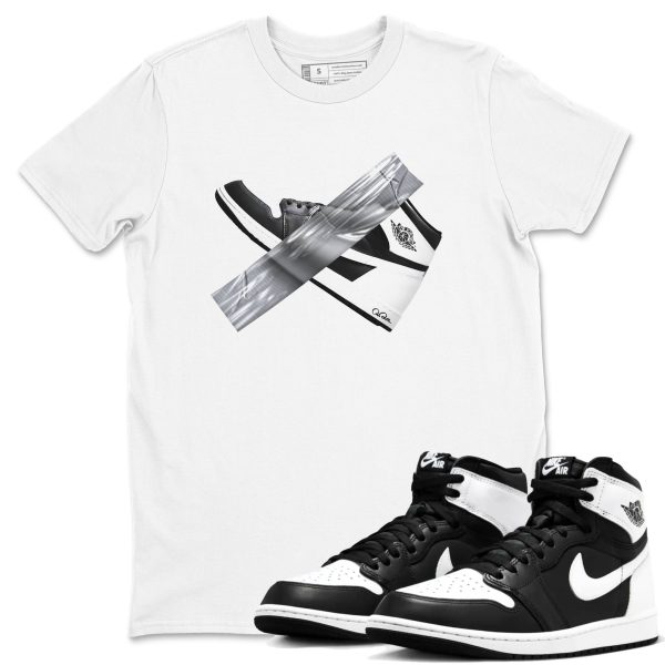 Duct Tape Unisex Crew Neck Sneaker Matching Tee Shirt To Match 1s Black White Jezsport.com