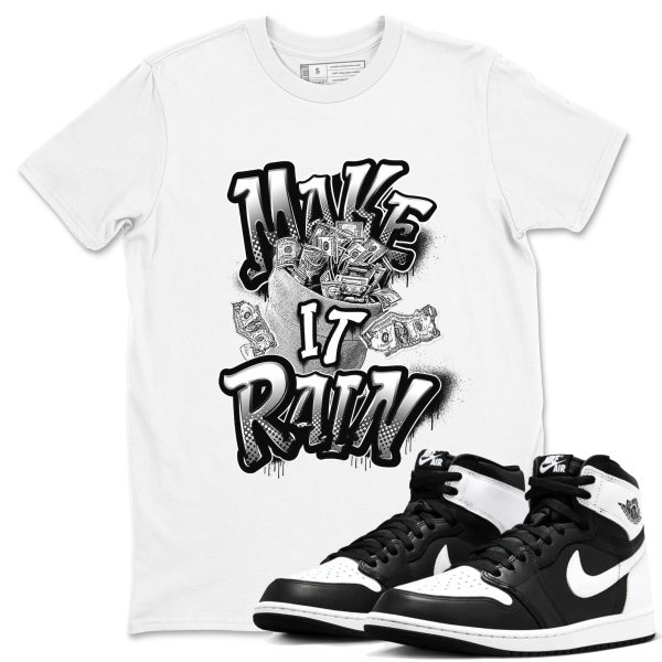 Make It Rain Money Unisex Crew Neck Sneaker Matching Tee Shirt To Match 1s Black White Jezsport.com