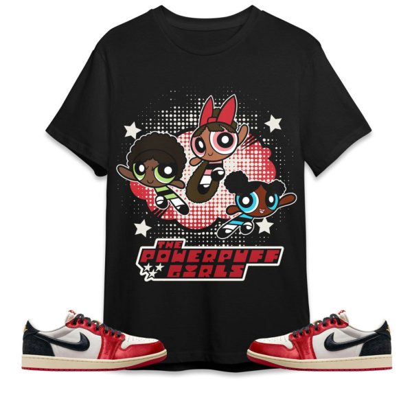 Black Powerpuff Girls Unisex Tees AJ 1 Low OG Trophy Room streetwear cartoon 90s Tees, Outfit back to school,sneaker match Tees Jezsport.com