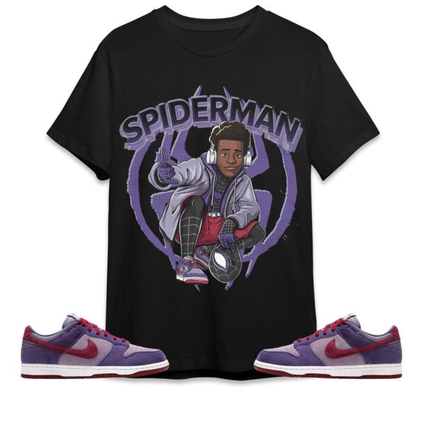 Spiderman Miles Unisex Tees Dunk Low Plum streetwear cartoon 90s, Outfit back to school, Sneaker match Tees Jezsport.com