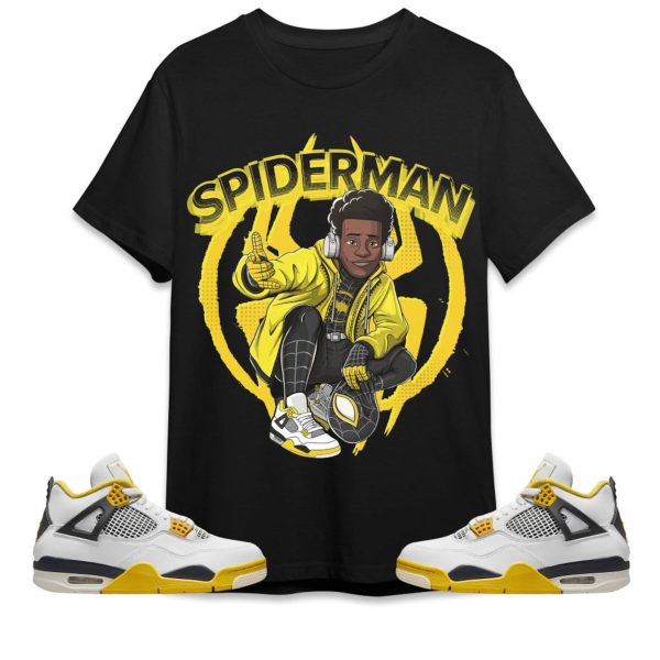 Spiderman Miles Unisex Tees AJ 4 Vivid Sulfur streetwear cartoon 90s, Outfit back to school, Sneaker match Tees Jezsport.com