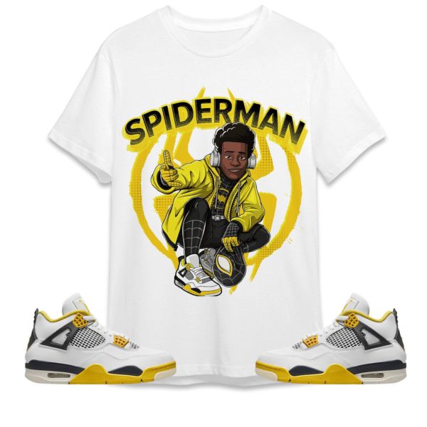 Spiderman Miles Unisex Tees AJ 4 Vivid Sulfur streetwear cartoon 90s, Outfit back to school, Sneaker match Tees Jezsport.com