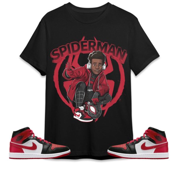 Spiderman Miles Unisex Tees AJ 1 Mid Alternate Bred Toe streetwear cartoon 90s, Outfit back to school, Sneaker match Tees Jezsport.com