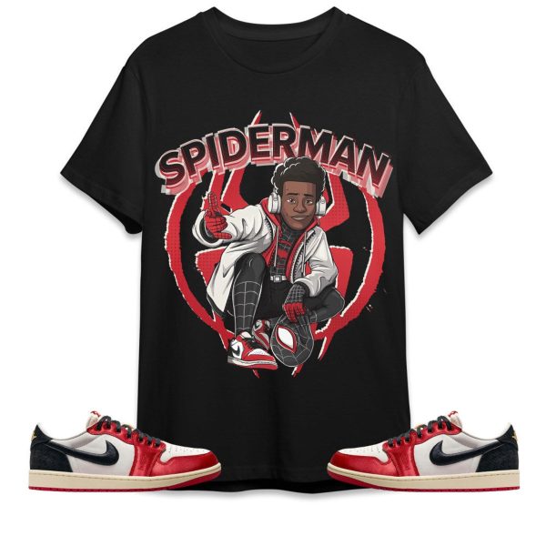 Spiderman Miles Unisex Tees AJ 1 Low OG Trophy Room streetwear cartoon 90s, Outfit back to school, Sneaker match Tees Jezsport.com