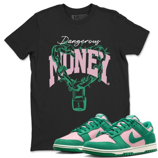 Dangerous Money Unisex Crew Neck T-Shirt - Streetwear Brand Shirt To Match Dunks Medium Soft Pink Malachite Jezsport.com