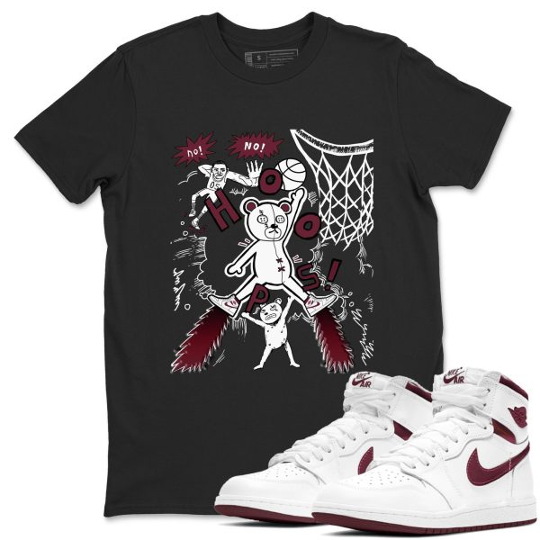 Stop The Bear Sneaker Tee - Unisex Cotton Sneaker Shirts To Match Jordans 1s Metallic Burgundy Jezsport.com