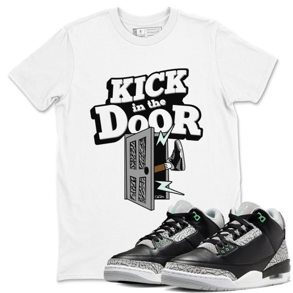 Kick In The Door Sneaker Tee - Unisex Cotton Sneaker Shirts To Match Jordans 3s Green Glow Jezsport.com