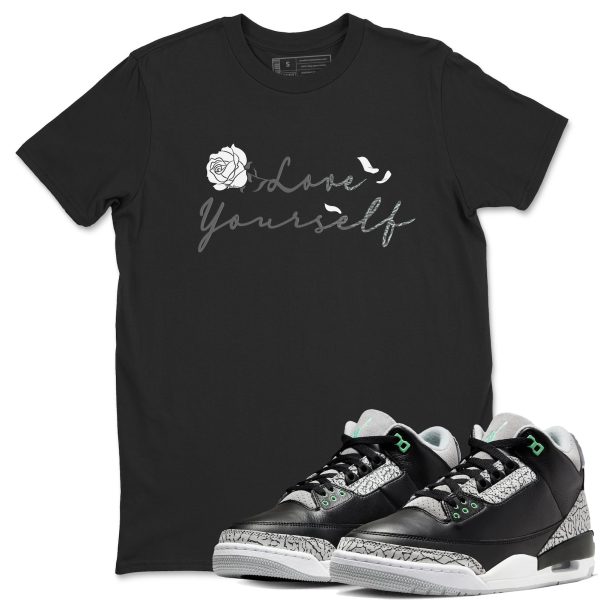 Love Yourself Sneaker Tee - Unisex Cotton Sneaker Shirts To Match Jordans 3s Green Glow Jezsport.com