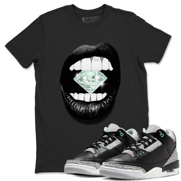 Lips Diamond Sneaker Tee - Unisex Cotton Sneaker Shirts To Match Jordans 3s Green Glow Jezsport.com