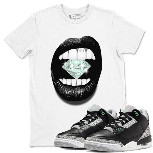 Lips Diamond Sneaker Tee - Unisex Cotton Sneaker Shirts To Match Jordans 3s Green Glow Jezsport.com