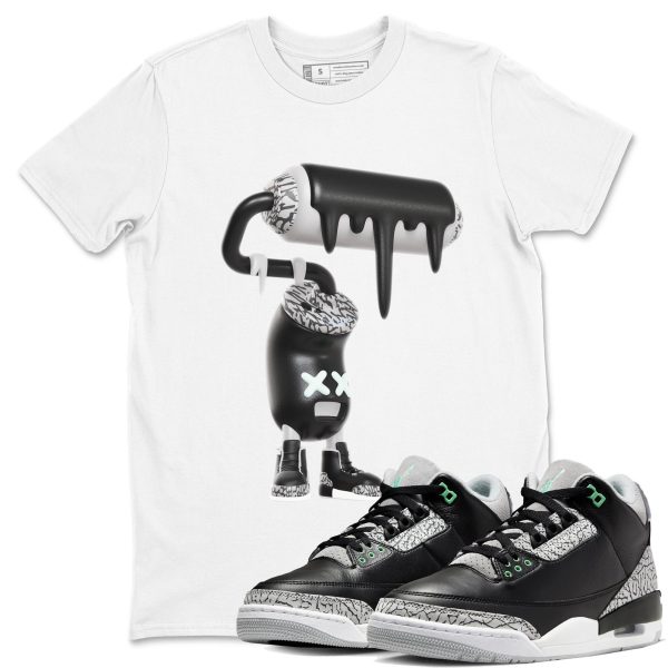 3D Paint Roller Sneaker Tee - Unisex Cotton Sneaker Shirts To Match Jordans 3s Green Glow Jezsport.com