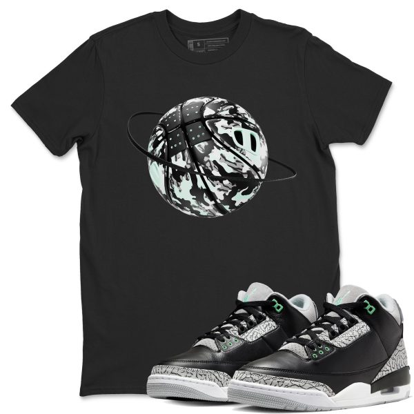 Camo Baketball Planet Sneaker Tee - Unisex Cotton Sneaker Shirts To Match Jordans 3s Green Glow Jezsport.com