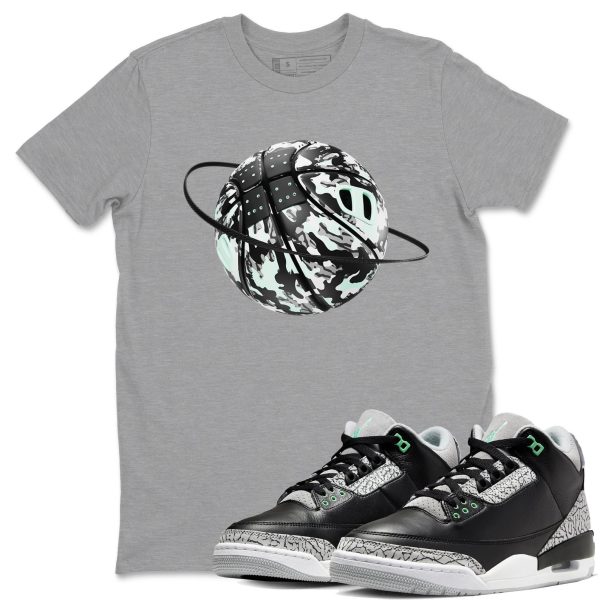 Camo Baketball Planet Sneaker Tee - Unisex Cotton Sneaker Shirts To Match Jordans 3s Green Glow Jezsport.com