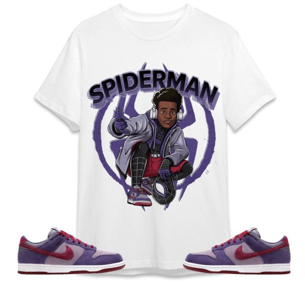 Spiderman Miles Unisex Tees Dunk Low Plum streetwear cartoon 90s, Outfit back to school, Sneaker match Tees Jezsport.com