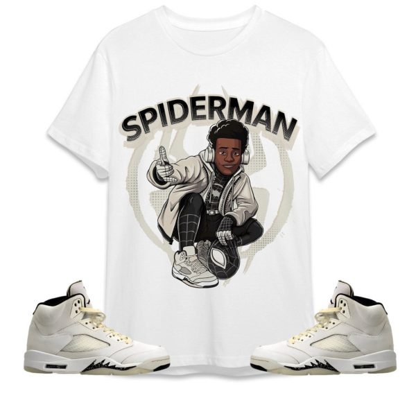 Spiderman Miles Unisex Tees AJ 5 SE Sail streetwear cartoon 90s, Outfit back to school, Sneaker match Tees Jezsport.com