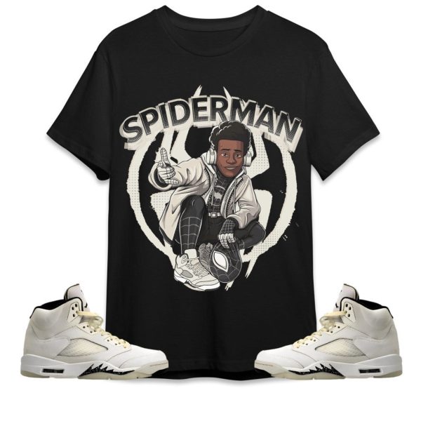 Spiderman Miles Unisex Tees AJ 5 SE Sail streetwear cartoon 90s, Outfit back to school, Sneaker match Tees Jezsport.com