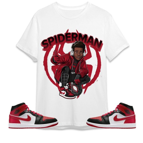 Spiderman Miles Unisex Tees AJ 1 Mid Alternate Bred Toe streetwear cartoon 90s, Outfit back to school, Sneaker match Tees Jezsport.com