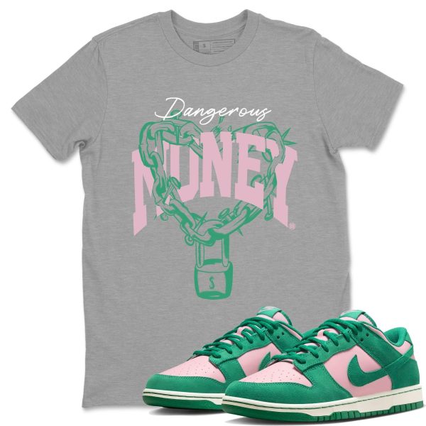 Dangerous Money Unisex Crew Neck T-Shirt - Streetwear Brand Shirt To Match Dunks Medium Soft Pink Malachite Jezsport.com