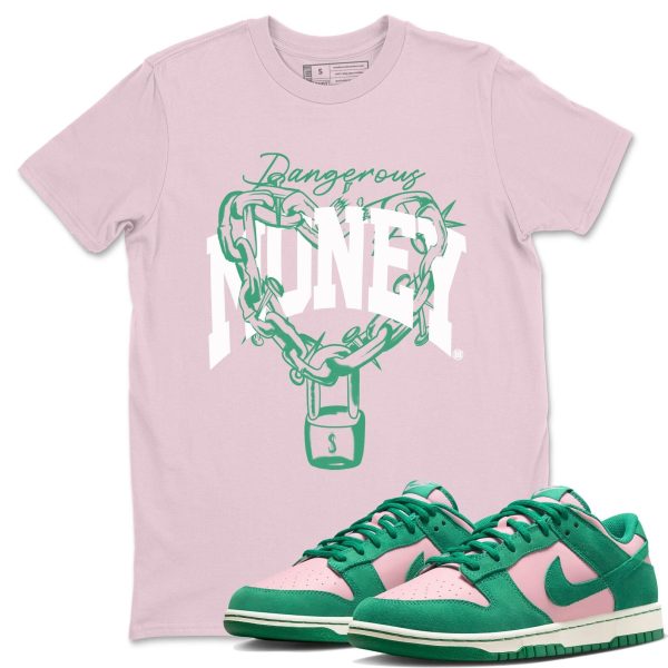 Dangerous Money Unisex Crew Neck T-Shirt - Streetwear Brand Shirt To Match Dunks Medium Soft Pink Malachite Jezsport.com