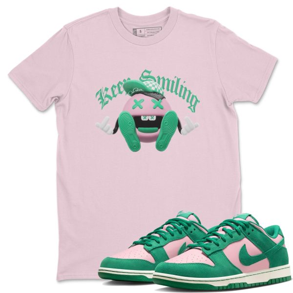 Keep Smiling Sneaker Tee - Casual Unisex Cotton Sneaker T-Shirt To Match Medium Soft Pink Malachite Jezsport.com