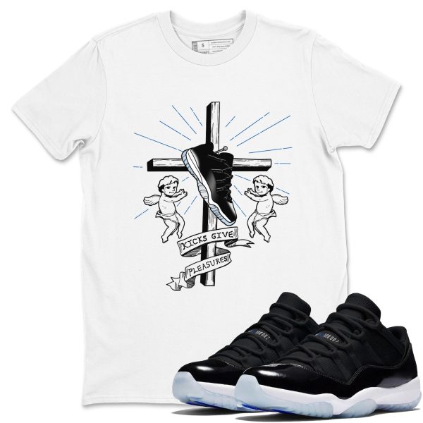 Kicks Give Pleasures - Sneaker Tees Shirts To Match Jordans 11s Black and Varsity Royal Jezsport.com