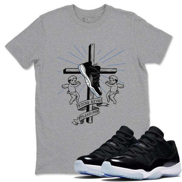 Kicks Give Pleasures - Sneaker Tees Shirts To Match Jordans 11s Black and Varsity Royal Jezsport.com