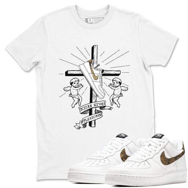 Kicks Give Pleasures Unisex Cotton T-Shirt - Shirts To Match Jordans AF1 Ivory Snake Skin Jezsport.com