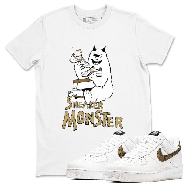 Sneaker Monster Unisex Cotton T-Shirt - Shirts To Match Jordans AF1 Ivory Snake Skin Jezsport.com