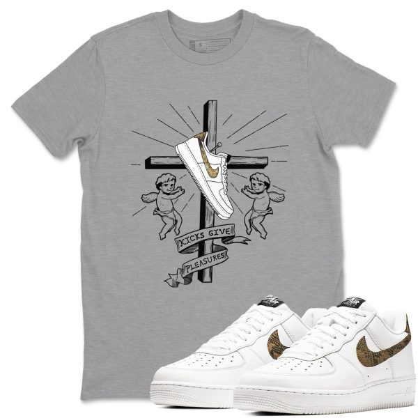 Kicks Give Pleasures Unisex Cotton T-Shirt - Shirts To Match Jordans AF1 Ivory Snake Skin Jezsport.com