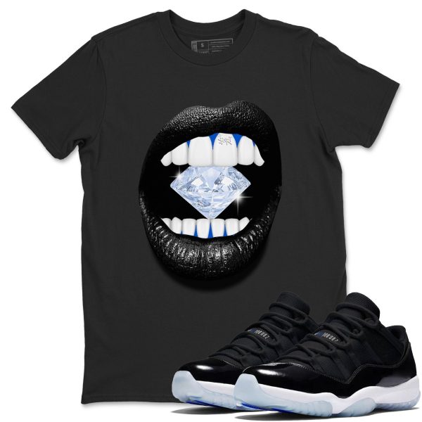 Lips Diamond Unisex Cotton T-Shirt - Shirts To Match Jordans 11s Black and Varsity Royal Jezsport.com