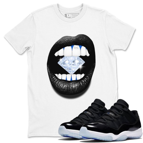 Lips Diamond Unisex Cotton T-Shirt - Shirts To Match Jordans 11s Black and Varsity Royal Jezsport.com