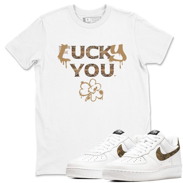 Lucky You Unisex Crew Neck Sneaker Matching Tee Shirts To Match AF1 Ivory Snake Skin Jezsport.com