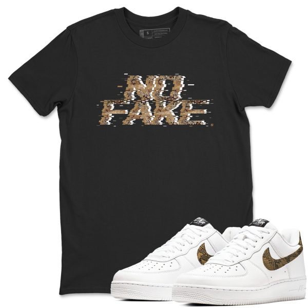 No Fake Glitch Unisex Crew Neck Sneaker Matching Tee Shirts To Match AF1 Ivory Snake Skin Jezsport.com