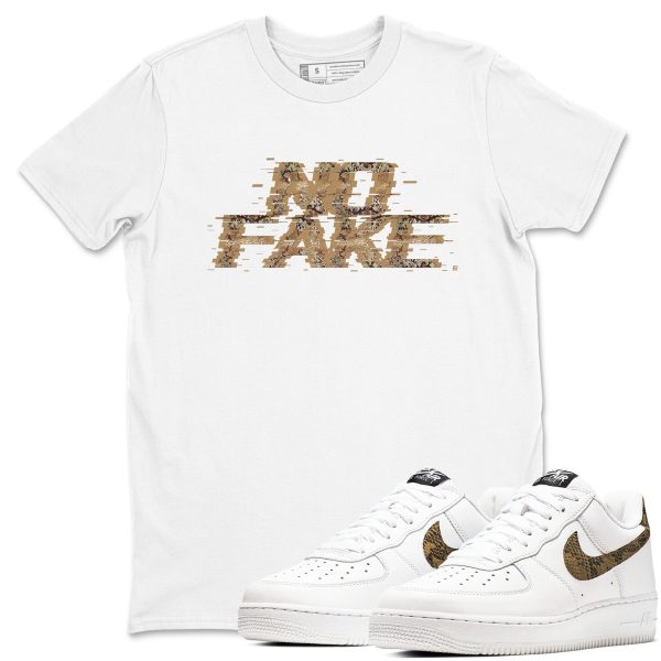 No Fake Glitch Unisex Crew Neck Sneaker Matching Tee Shirts To Match AF1 Ivory Snake Skin Jezsport.com