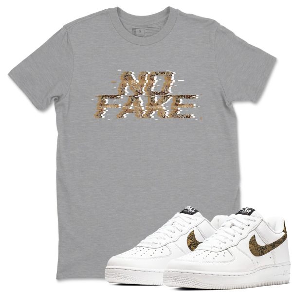 No Fake Glitch Unisex Crew Neck Sneaker Matching Tee Shirts To Match AF1 Ivory Snake Skin Jezsport.com