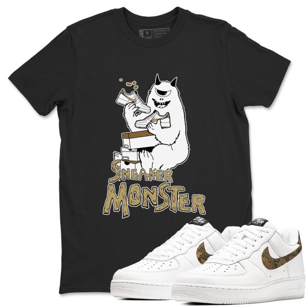 Sneaker Monster Unisex Cotton T-Shirt - Shirts To Match Jordans AF1 Ivory Snake Skin Jezsport.com