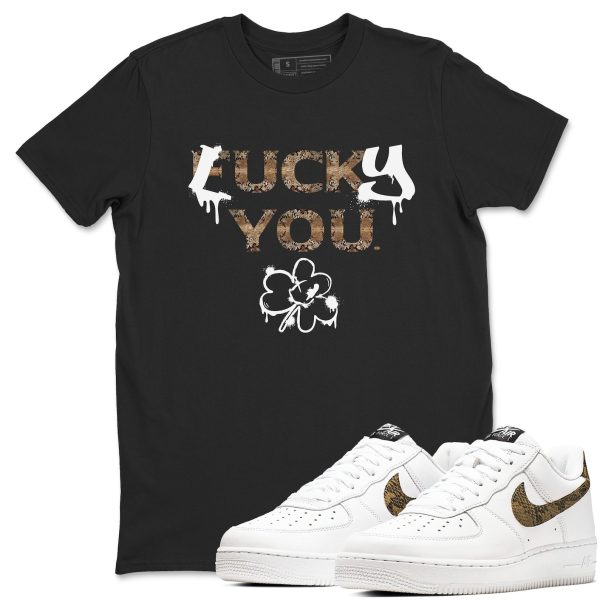 Lucky You Unisex Crew Neck Sneaker Matching Tee Shirts To Match AF1 Ivory Snake Skin Jezsport.com