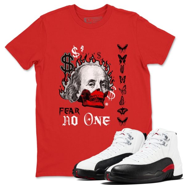 Fear No One Unisex Crew Neck Sneaker Matching Tee Shirts To Match 12s Red Taxi Jezsport.com