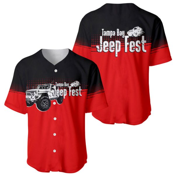 Tamba Bay Jeep Fest Baseball Jersey Grunge Vibe Red Style For Men and Women Jezsport.com