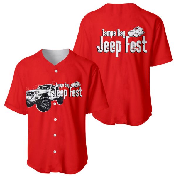 Tamba Bay Jeep Fest Baseball Jersey Simple Red For Men and Women Jezsport.com