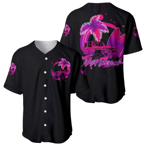 JEEP Beach Baseball Jersey Vibe Pink Style For Men and Women Jezsport.com