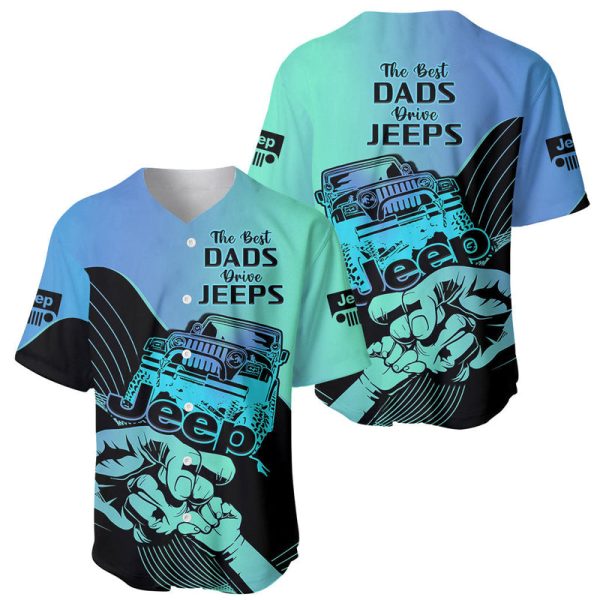 Turquoise Jeep Dad Baseball Jersey Happy Fathers Day Best Dads Drive Jeeps For Men and Women Jezsport.com