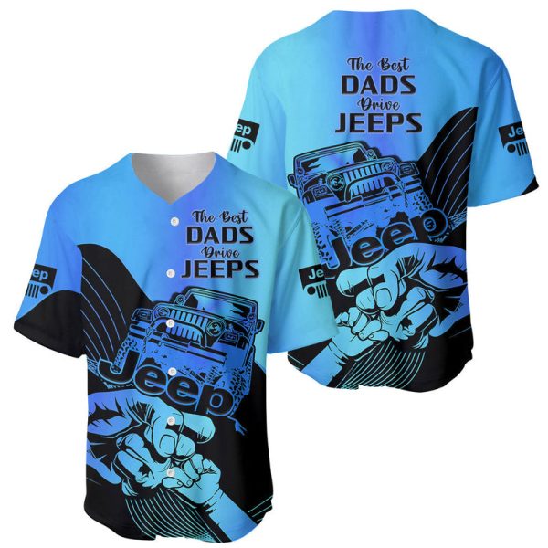 Blue Jeep Dad Baseball Jersey Happy Fathers Day Best Dads Drive Jeeps For Men and Women Jezsport.com