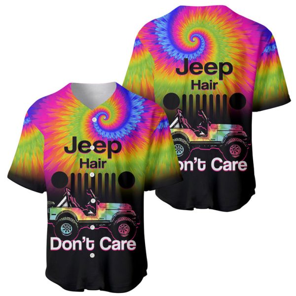 Jeep Hair Dont Care Baseball Jersey Tie Dye Black Gradient Version For Men and Women Jezsport.com