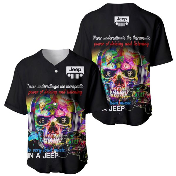 Jeep Skull Color Splash Music Baseball Jersey Black Vibes For Men and Women Jezsport.com