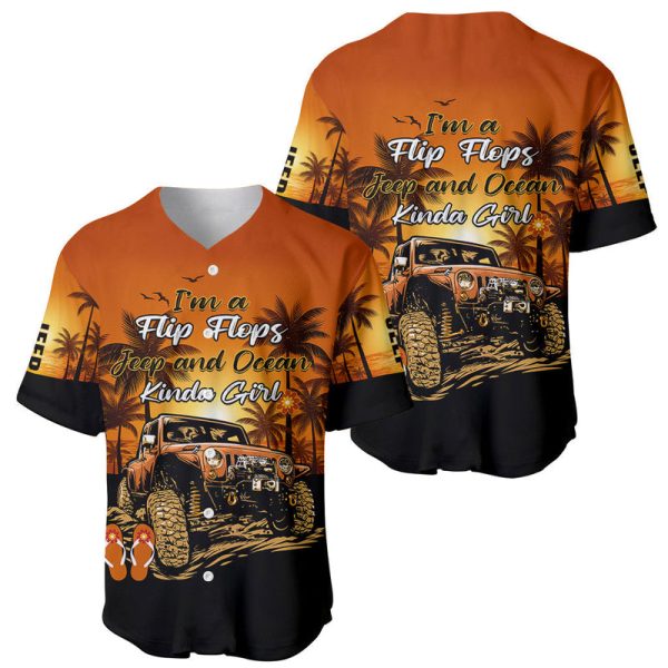 Jeep Baseball Jersey Im A Flip Flops And Jeep Kinda Girl Orange For Men and Women Jezsport.com